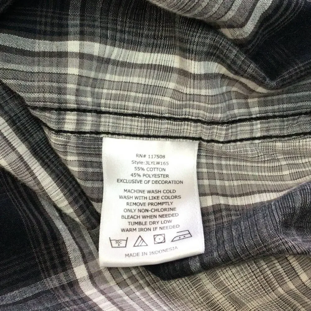 Levi's Men's Western Pearl Snap Plaid Button Front Shirt Sz XXL